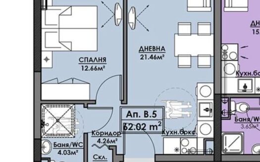 Современная двухкомнатная квартира в Бургасе ID: 33286