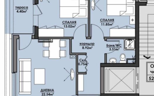 Трёхкомнатный апартамент в Бургасе, Квартал Азимут ID: 46405